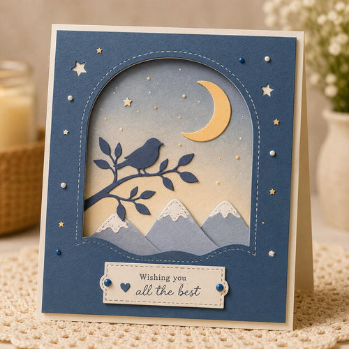 Bird on Branch Die Cut: Carbon Steel Template for Scrapbooking