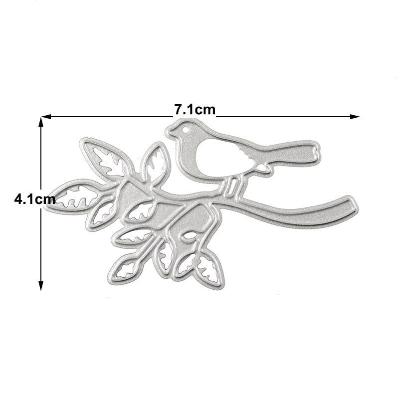Bird on Branch Die Cut: Carbon Steel Template for Scrapbooking
