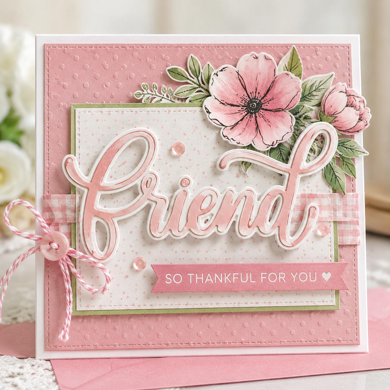 Friends with Shadow Metal Die Cut, DIY Scrapbooking