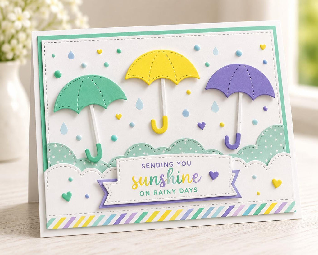 Umbrella Metal Cutting Die, Rainy Day Stencil for Cards
