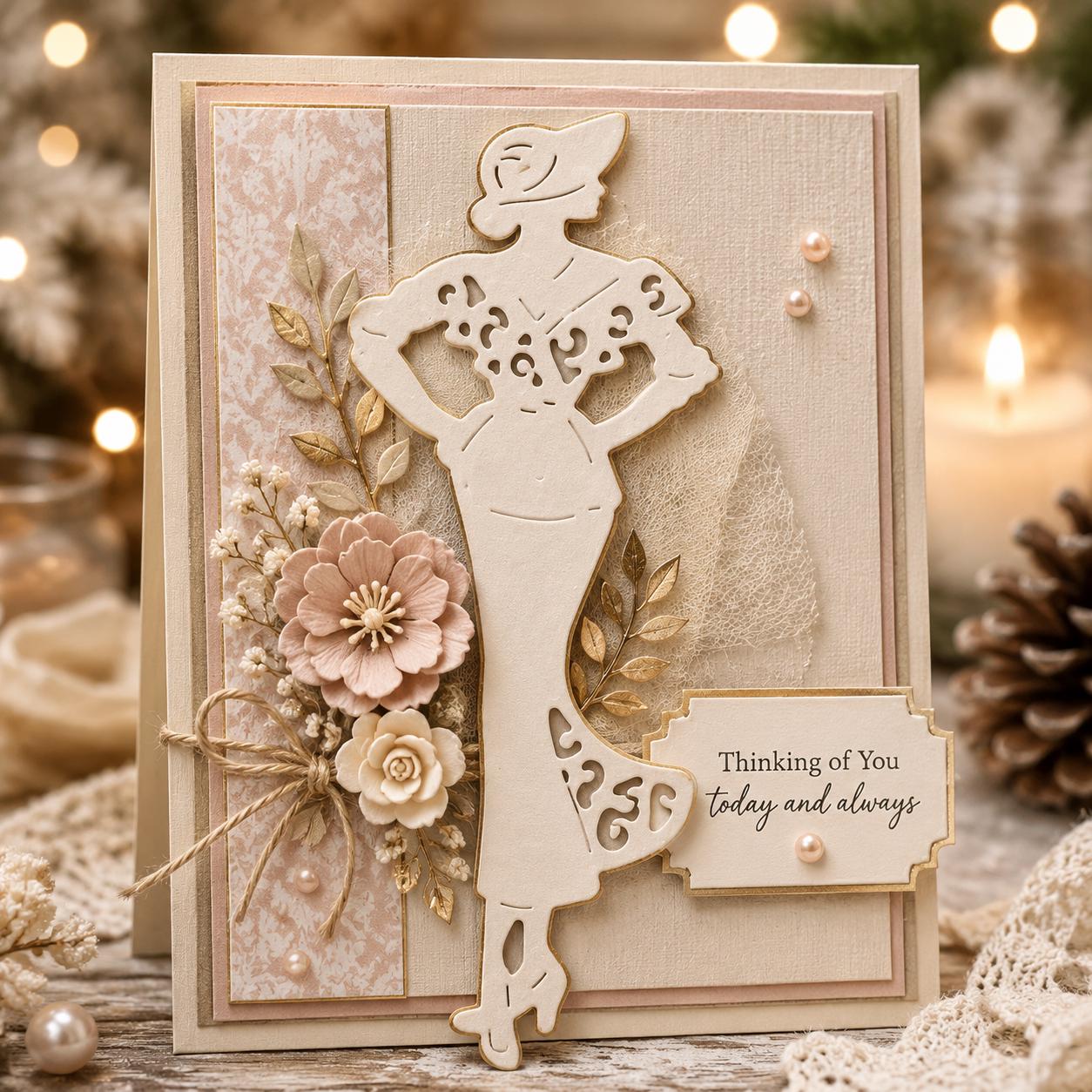 Woman Silhouette Metal Cutting Die for Cards and Crafts