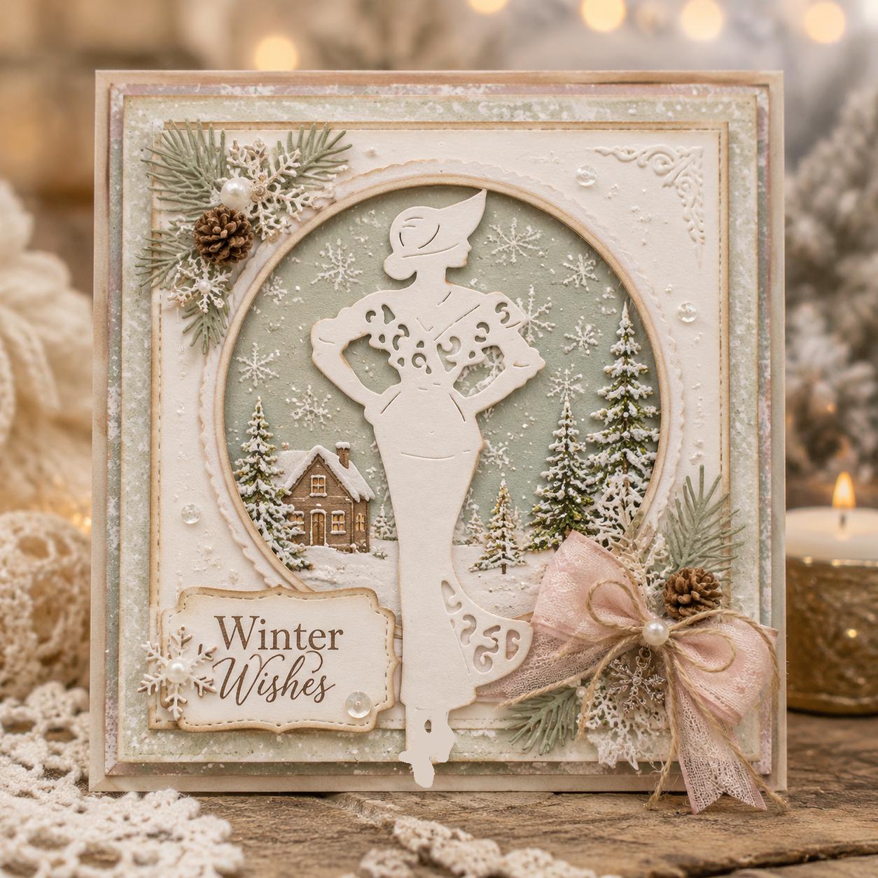 Woman Silhouette Metal Cutting Die for Cards and Crafts
