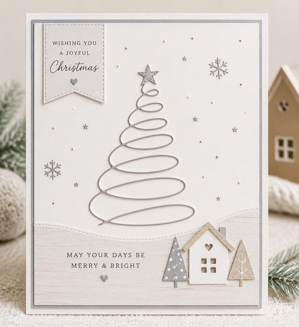 Christmas Tree Metal Cutting Die, Line Art Stencil for Cards