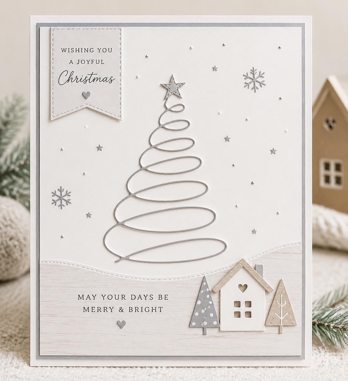 Christmas Tree Metal Cutting Die, Line Art Stencil for Cards