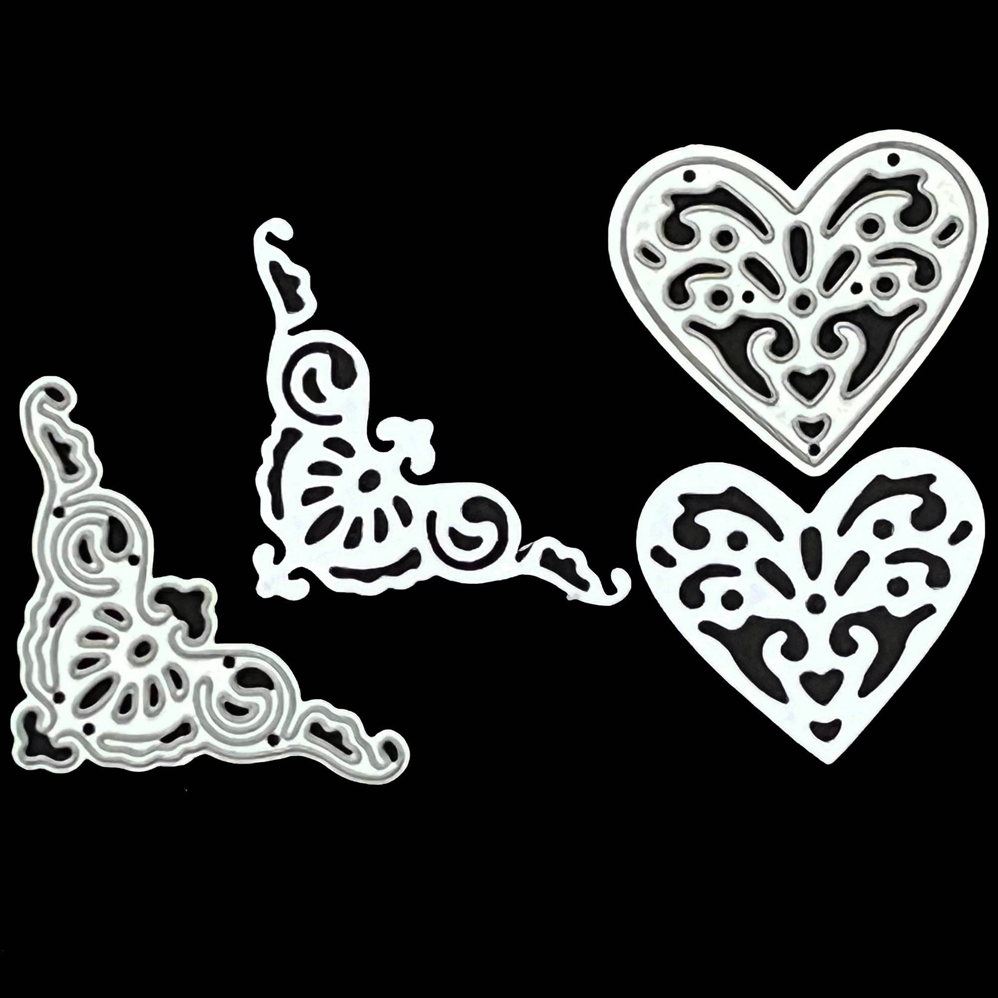 Heart and Corner Metal Cutting Die Set for Cards