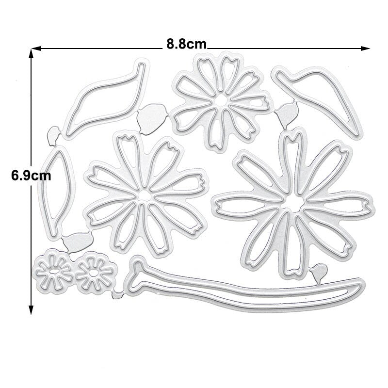 Chrysanthemum Metal Cutting Dies for Card Making and Scrapbooking, Steel Floral Die Cut Template