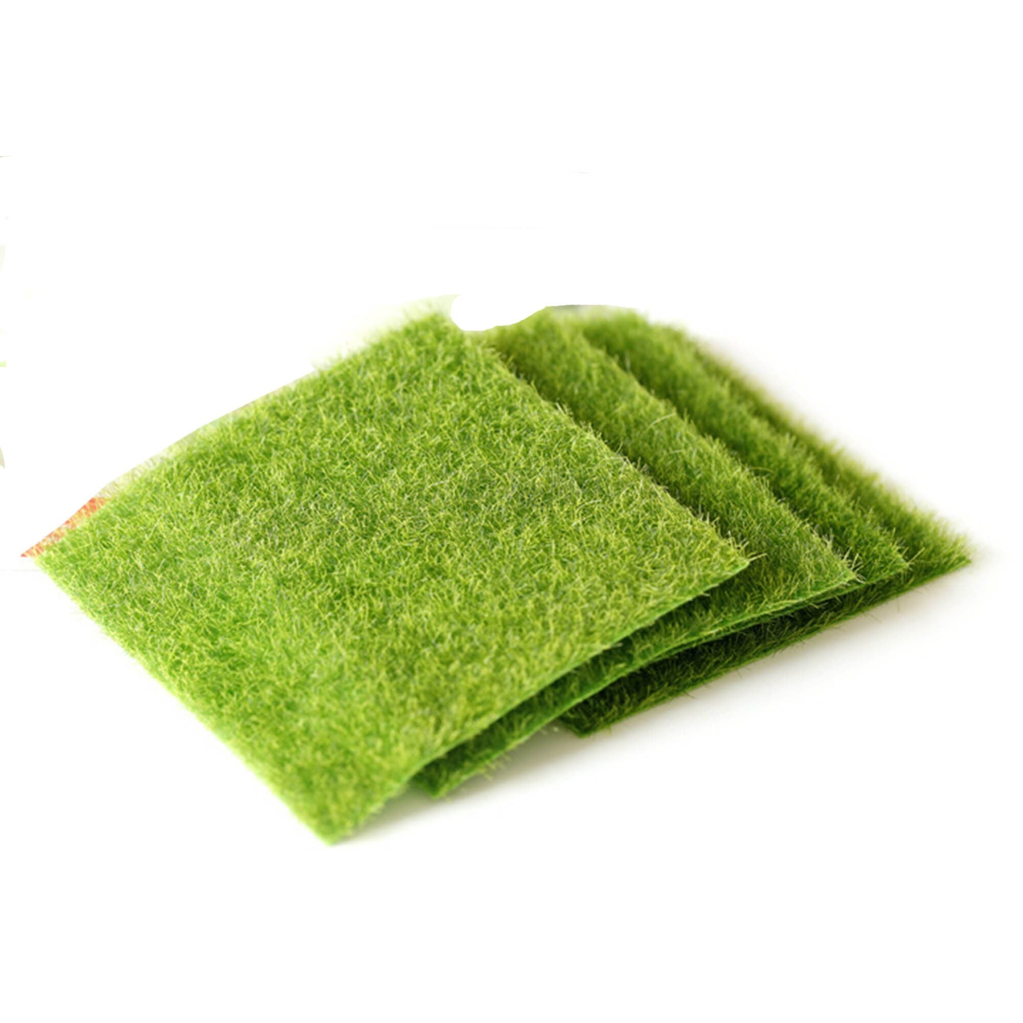 Miniature Grass Mats, Realistic Fairy Garden Landscape Supply (Set of 4)6*6In