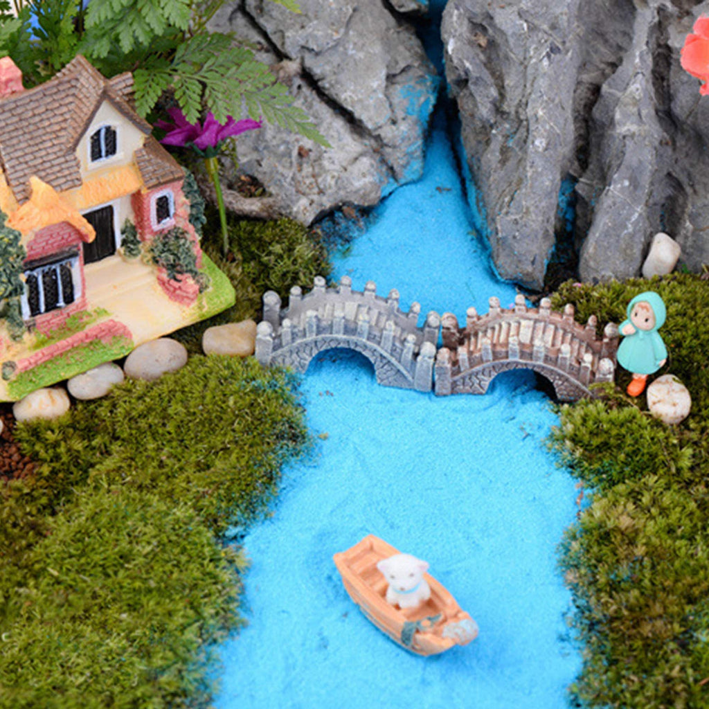 Miniature Fairy Garden Ornaments Set, Boats, Swans, Bridge, Moss Stone, DIY Landscaping