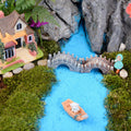 Miniature Fairy Garden Ornaments Set, Boats, Swans, Bridge, Moss Stone, DIY Landscaping