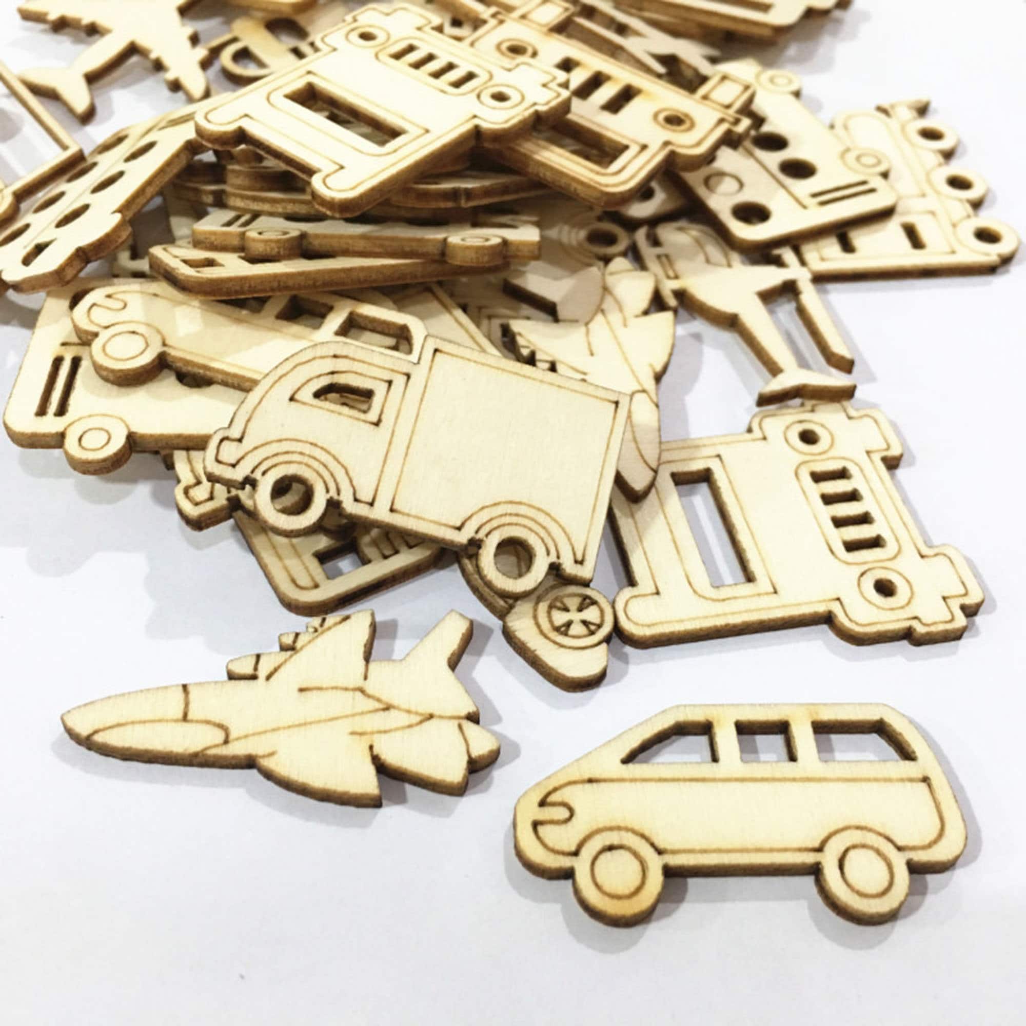 30 Wooden Vehicle Shapes for Kids Crafts and Decorations
