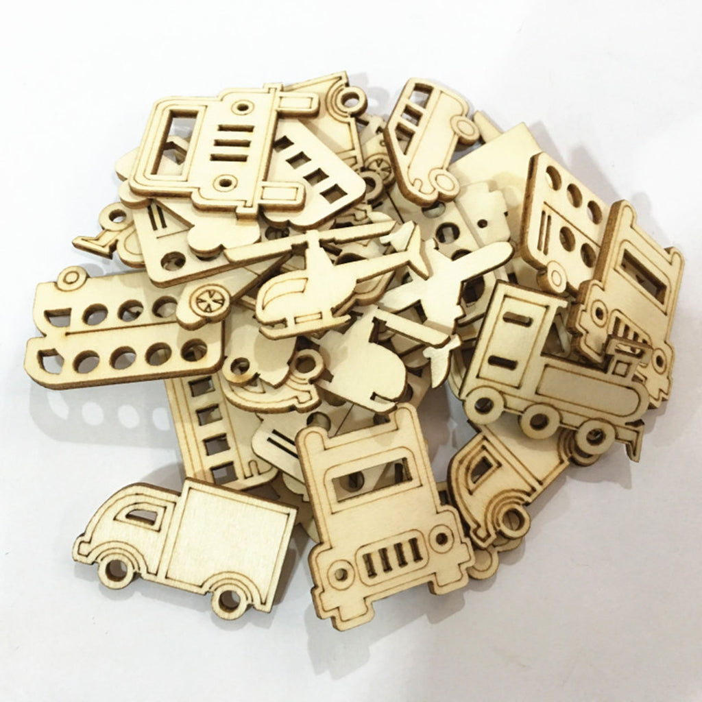 30 Wooden Vehicle Shapes for Kids Crafts and Decorations