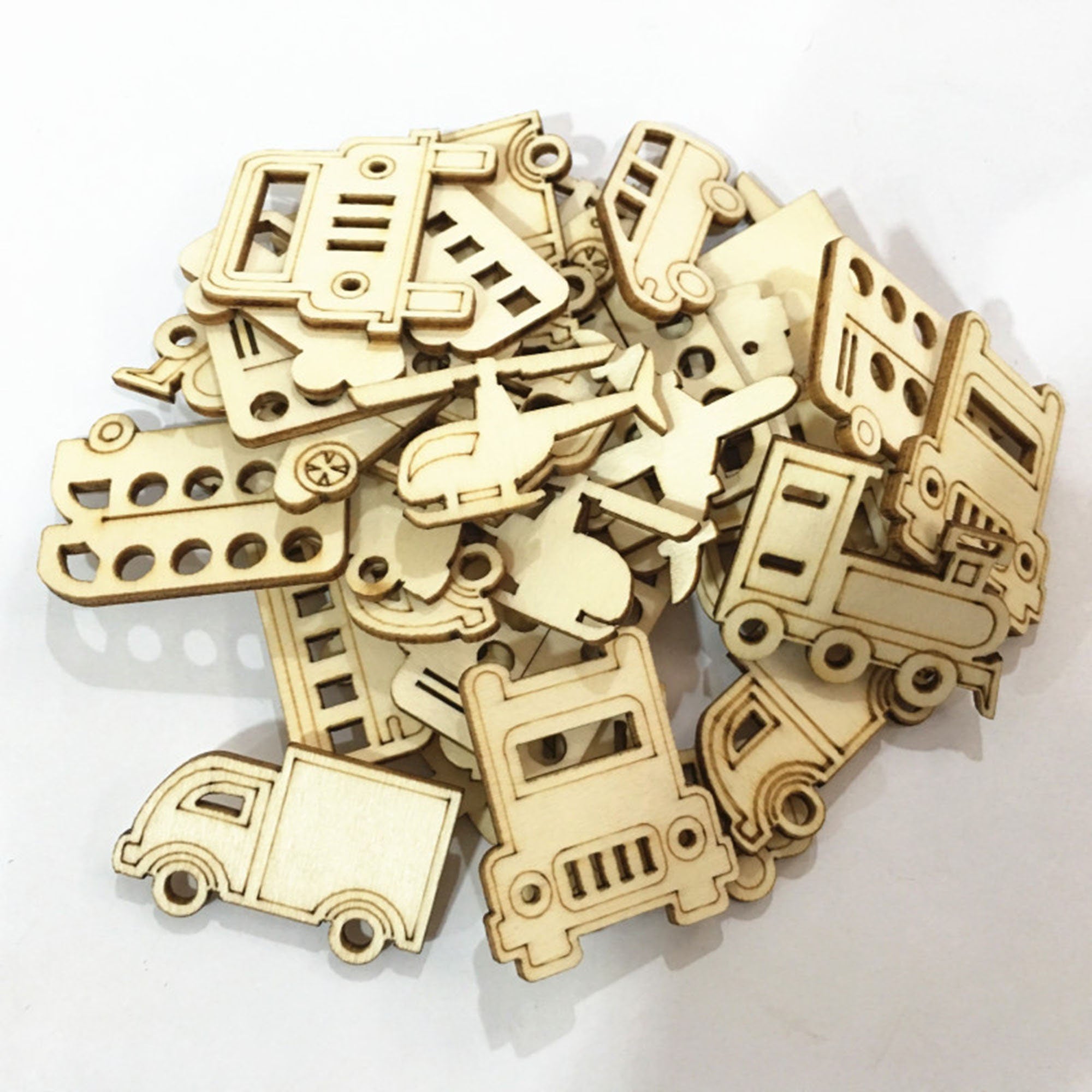 30 Wooden Vehicle Shapes for Kids Crafts and Decorations