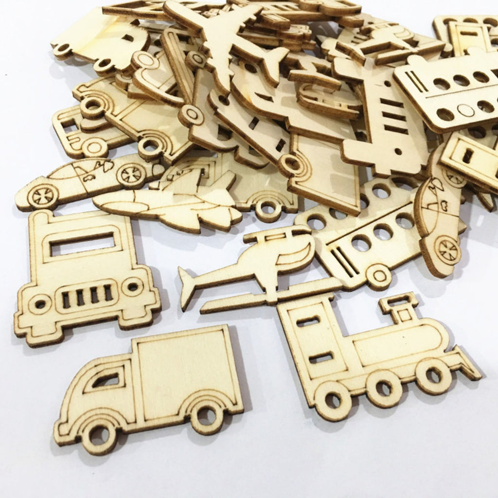30 Wooden Vehicle Shapes for Kids Crafts and Decorations