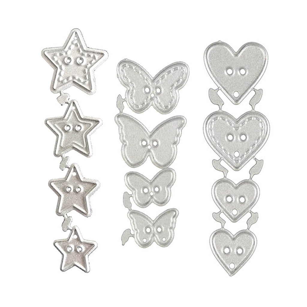 Star Butterfly Heart Button Metal Cutting Die Set