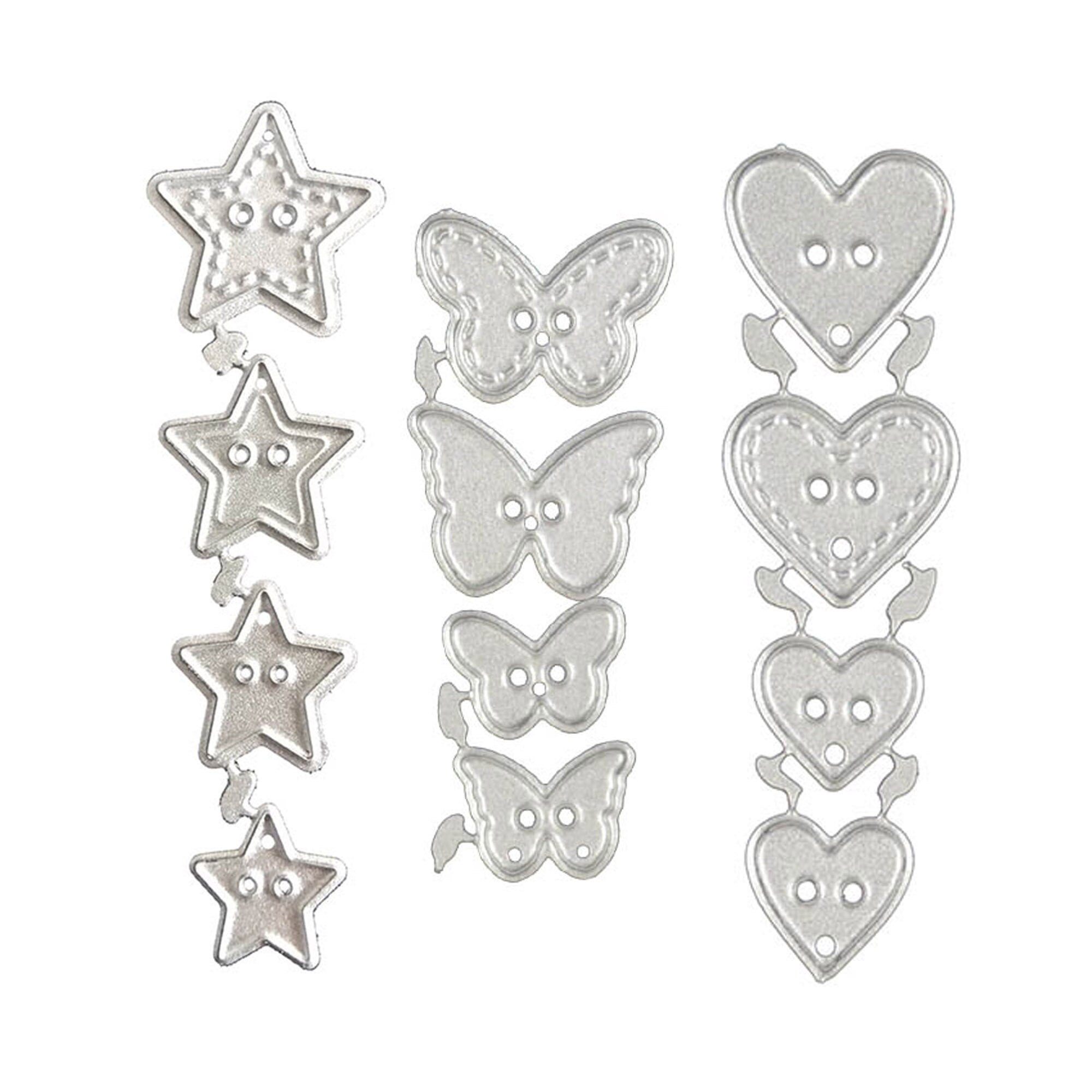 Star Butterfly Heart Button Metal Cutting Die Set