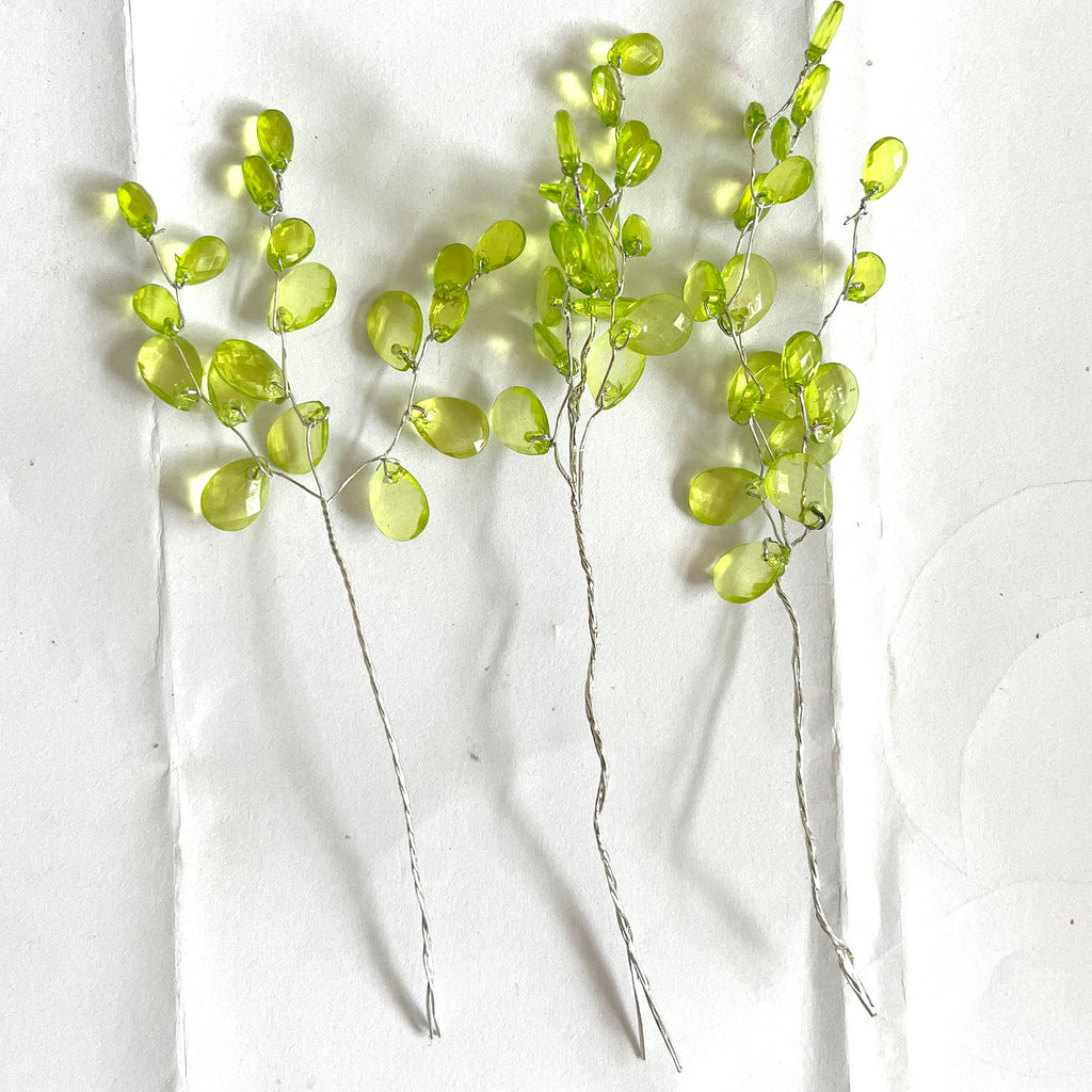 Crystal Bead Flower Spray, Acrylic Bud Branches for Floral Craft, 3pcs