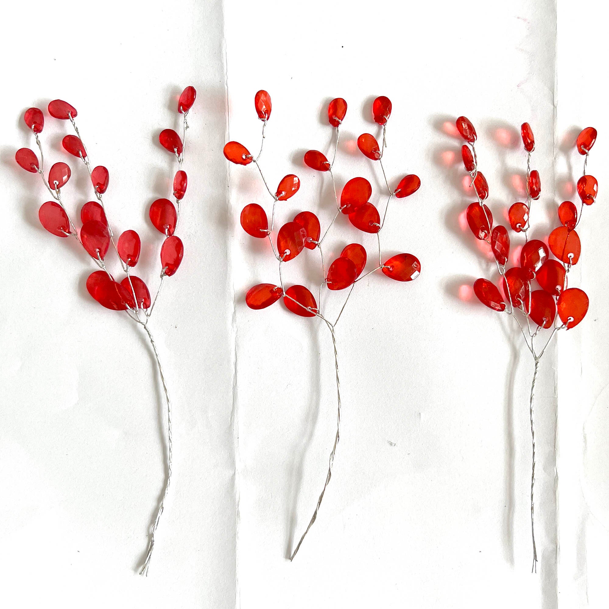 Crystal Bead Flower Spray, Acrylic Bud Branches for Floral Craft, 3pcs