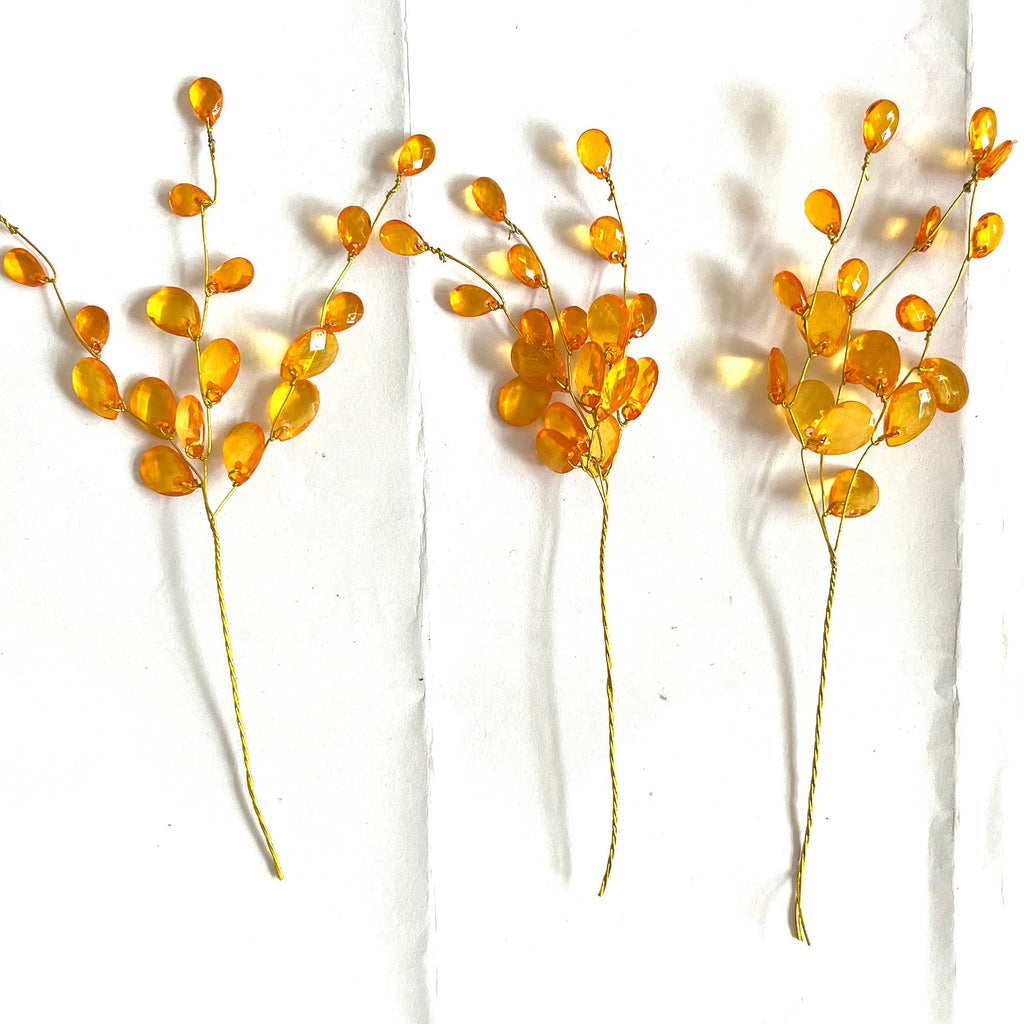 Crystal Bead Flower Spray, Acrylic Bud Branches for Floral Craft, 3pcs