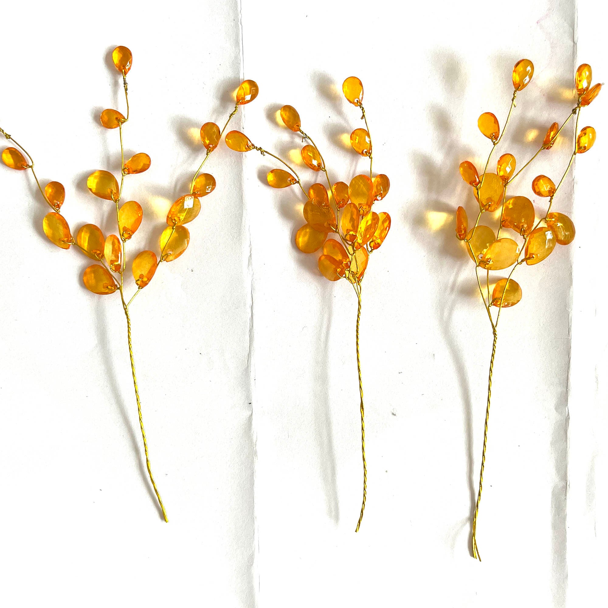 Crystal Bead Flower Spray, Acrylic Bud Branches for Floral Craft, 3pcs
