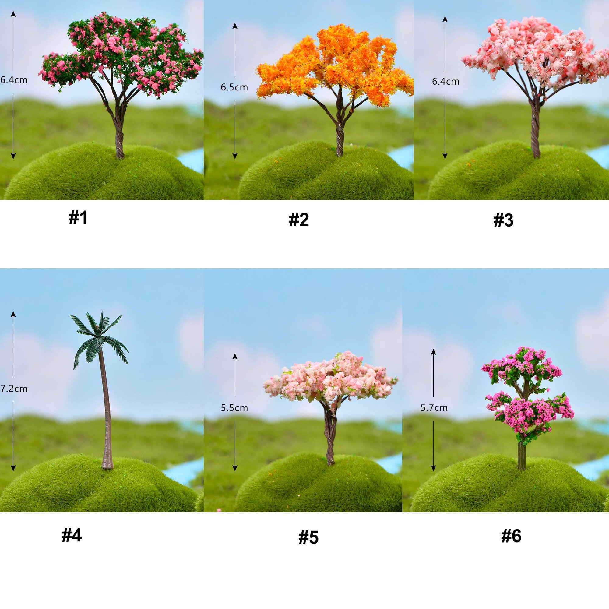 Miniature Blossom Trees for DIY Scenery Landscape, Model Train, Sand Table, Cake Decoration Trees