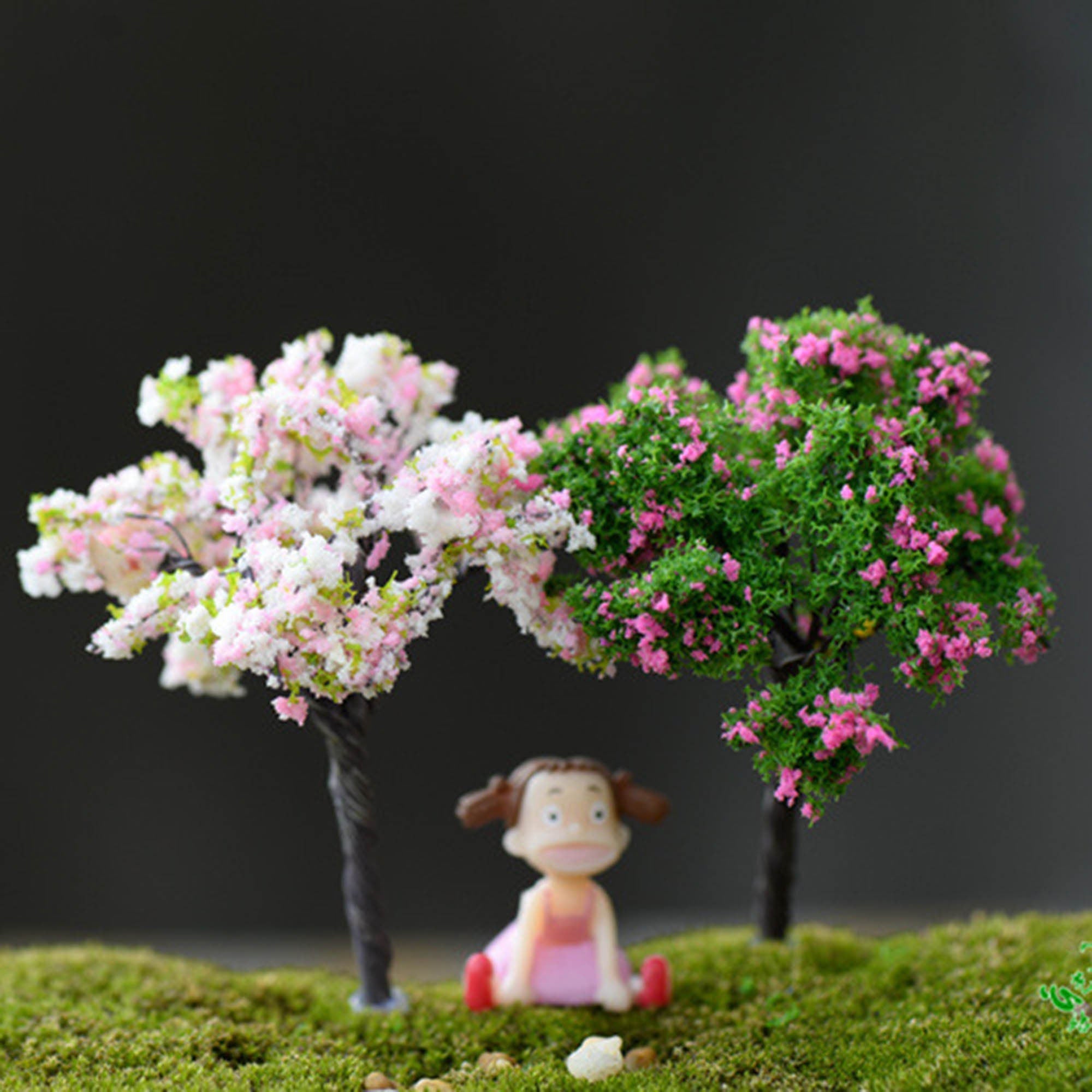 Miniature Blossom Trees for DIY Scenery Landscape, Model Train, Sand Table, Cake Decoration Trees