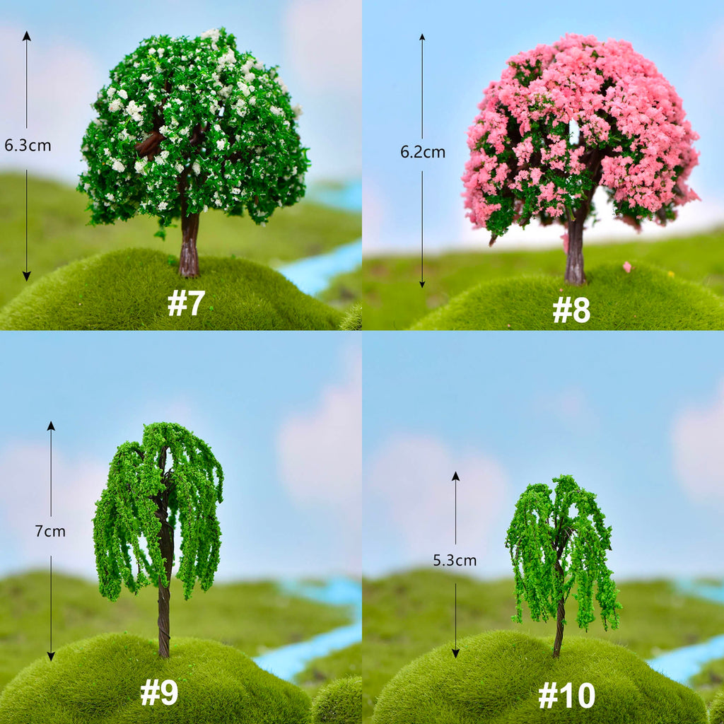 Miniature Blossom Trees for DIY Scenery Landscape, Model Train, Sand Table, Cake Decoration Trees