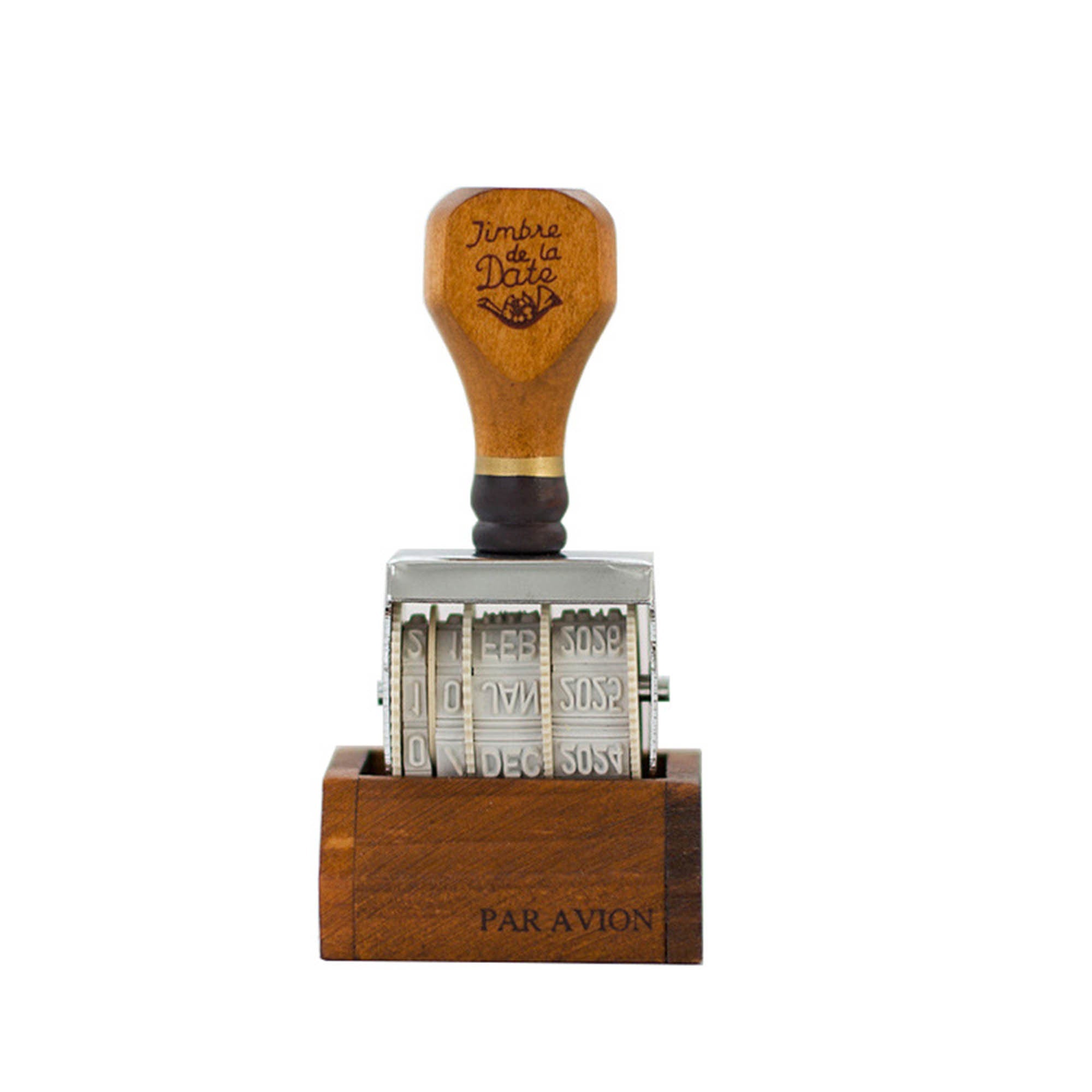 Retro Wooden Rolling Date Stamp, Desk Calendar