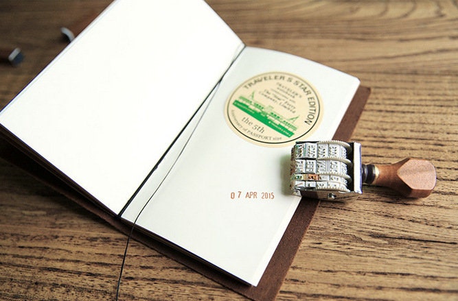 Retro Wooden Rolling Date Stamp, Desk Calendar