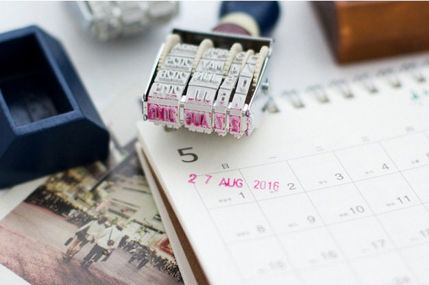 Retro Wooden Rolling Date Stamp, Desk Calendar