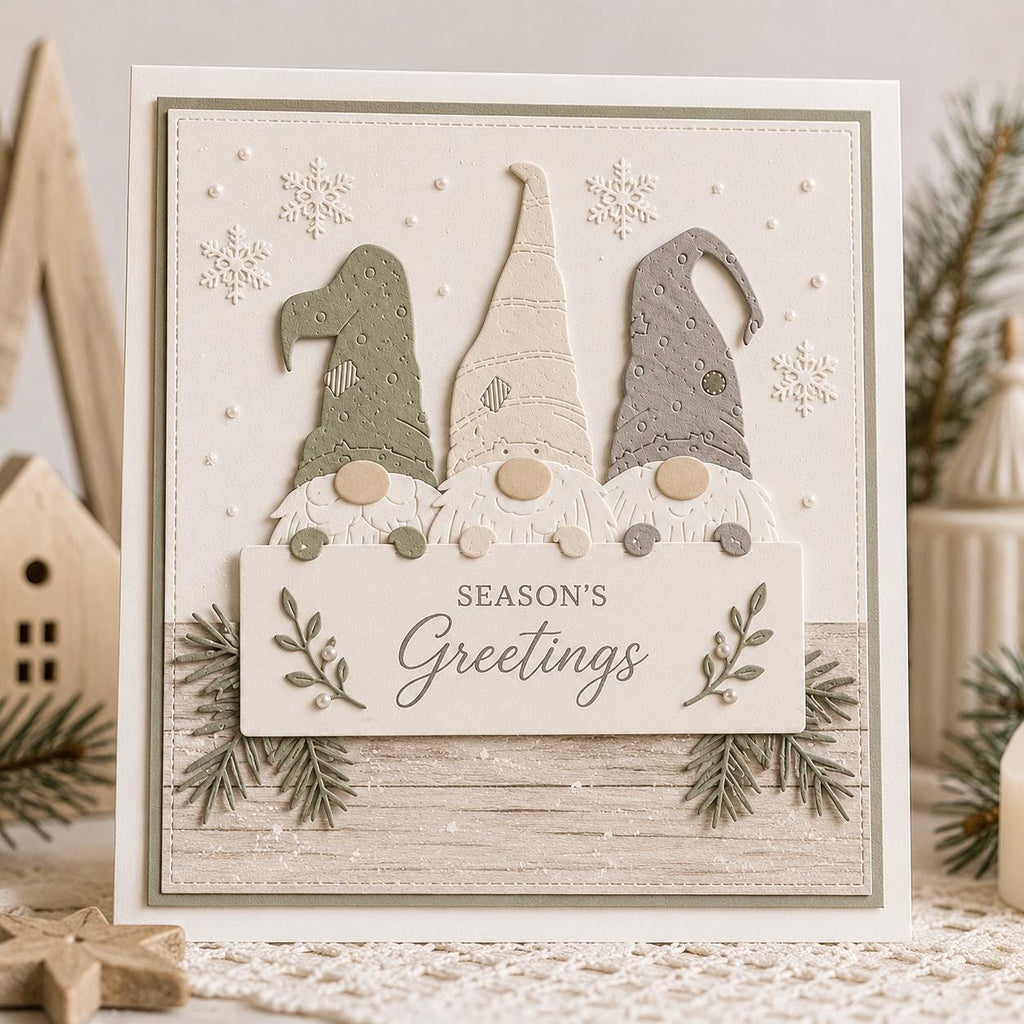 Gnome Trio Panel Metal Cutting Die for Cards and Scrapbooks