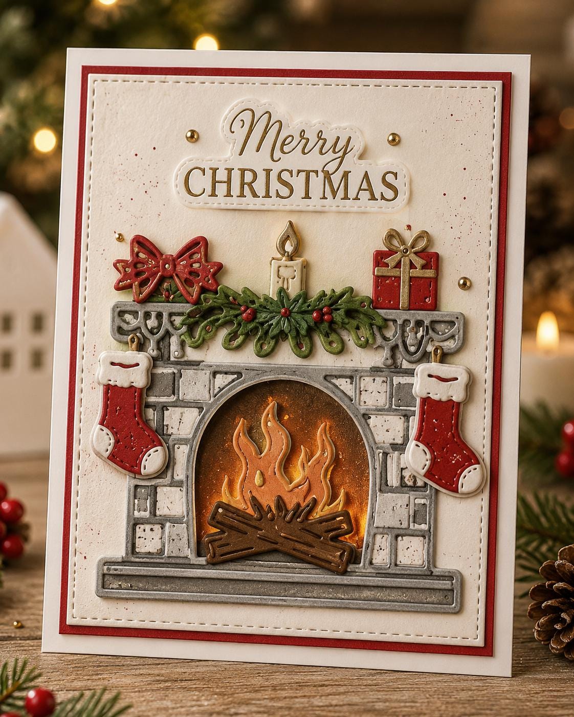 Christmas Fireplace Scene Die Metal Die Cut | Scrapbooking, Card Making