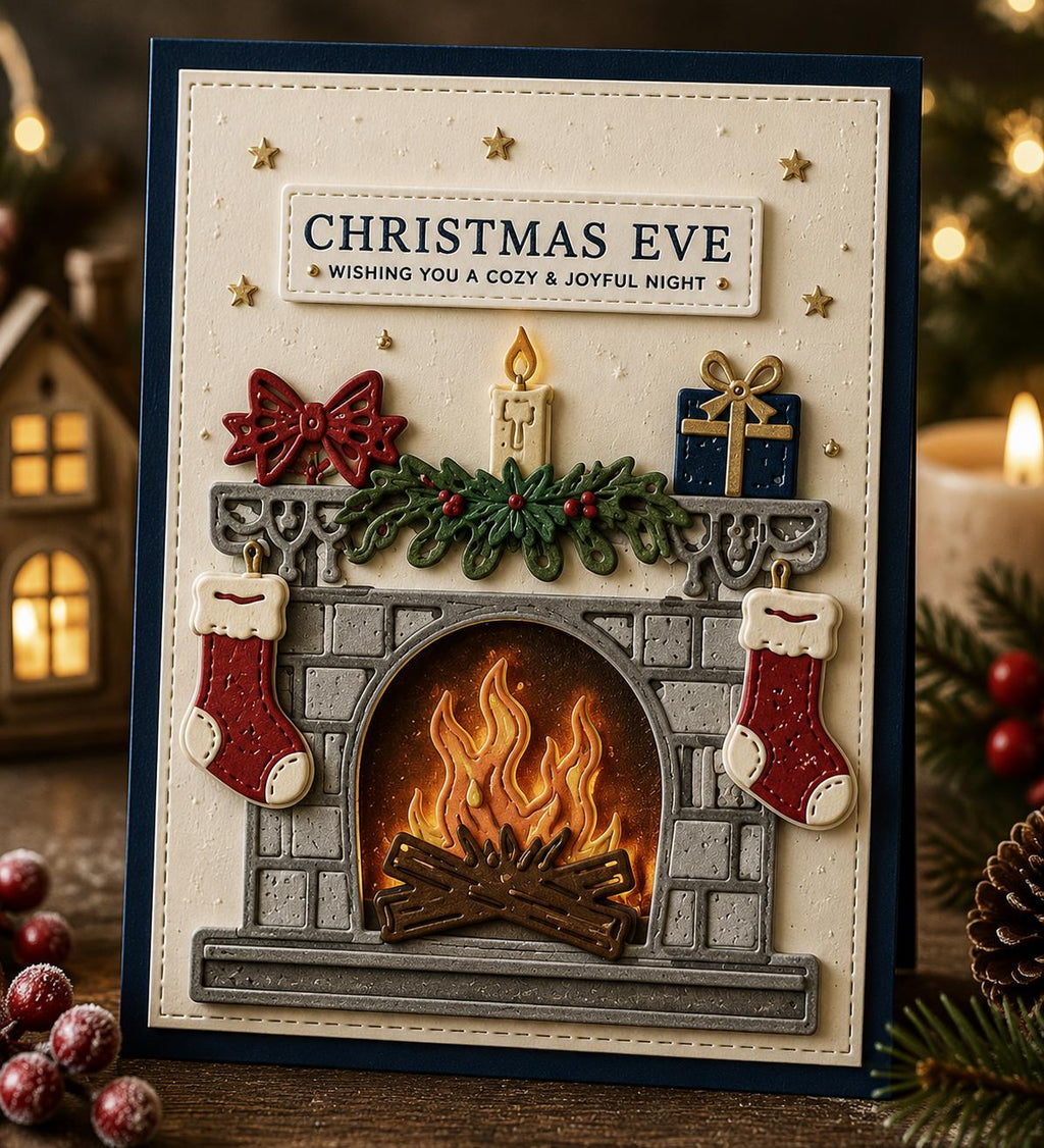 Christmas Fireplace Scene Die Metal Die Cut | Scrapbooking, Card Making
