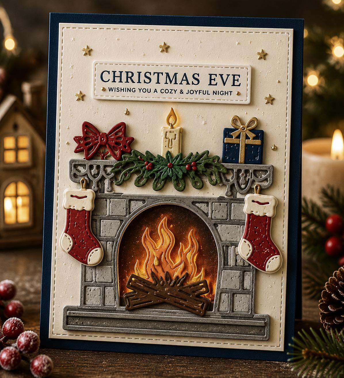 Christmas Fireplace Scene Die Metal Die Cut | Scrapbooking, Card Making