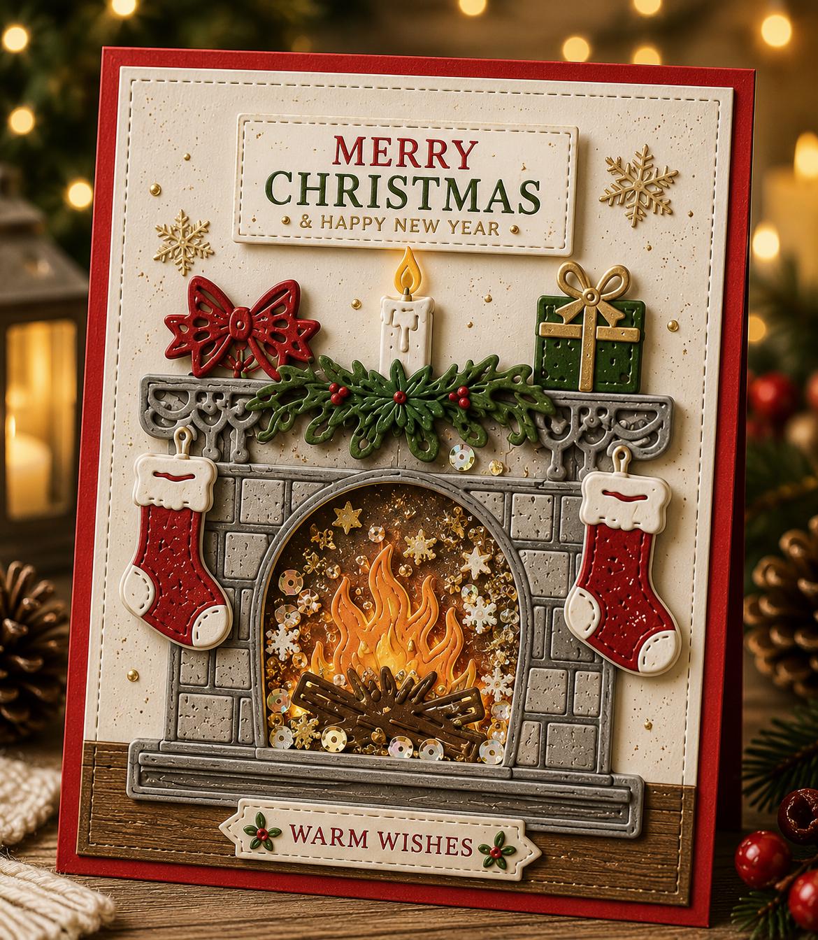 Christmas Fireplace Scene Die Metal Die Cut | Scrapbooking, Card Making