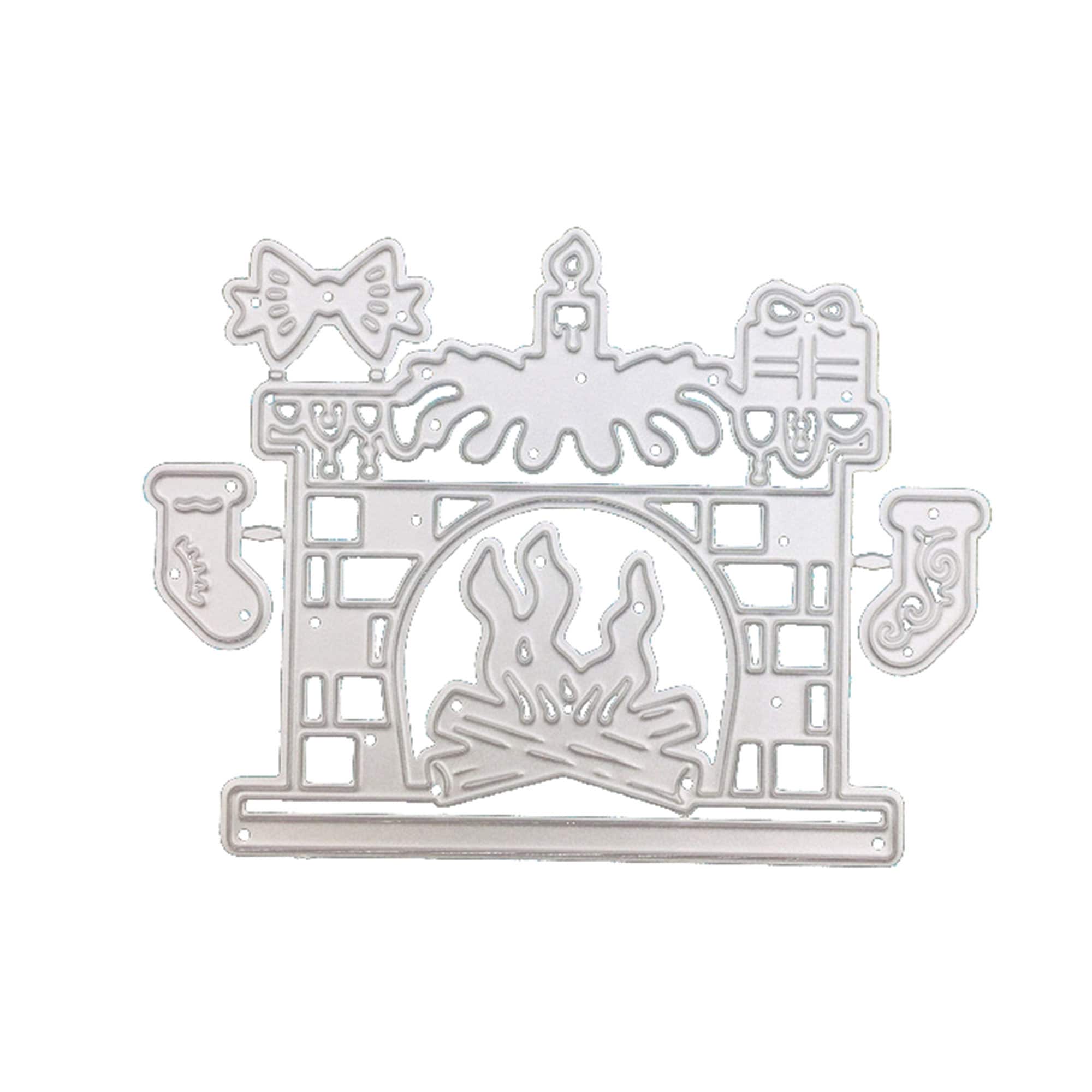 Christmas Fireplace Scene Die Metal Die Cut | Scrapbooking, Card Making