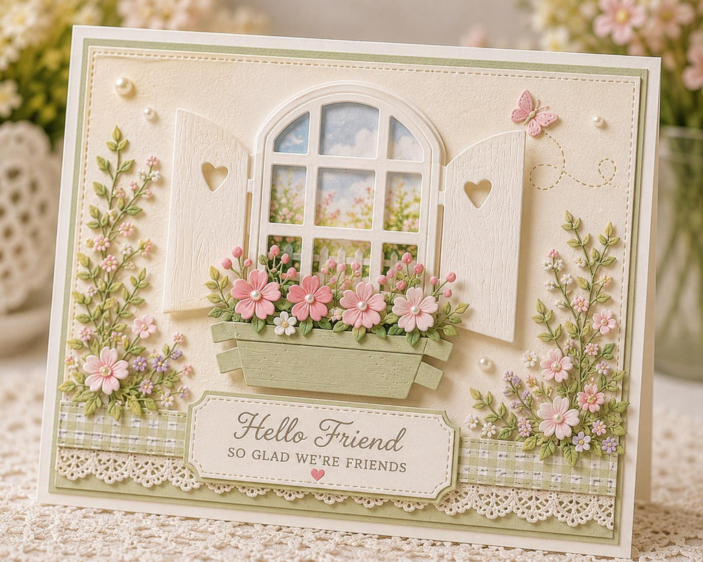 Window with Plants Metal Cutting Die for Cards and Scrapbooks