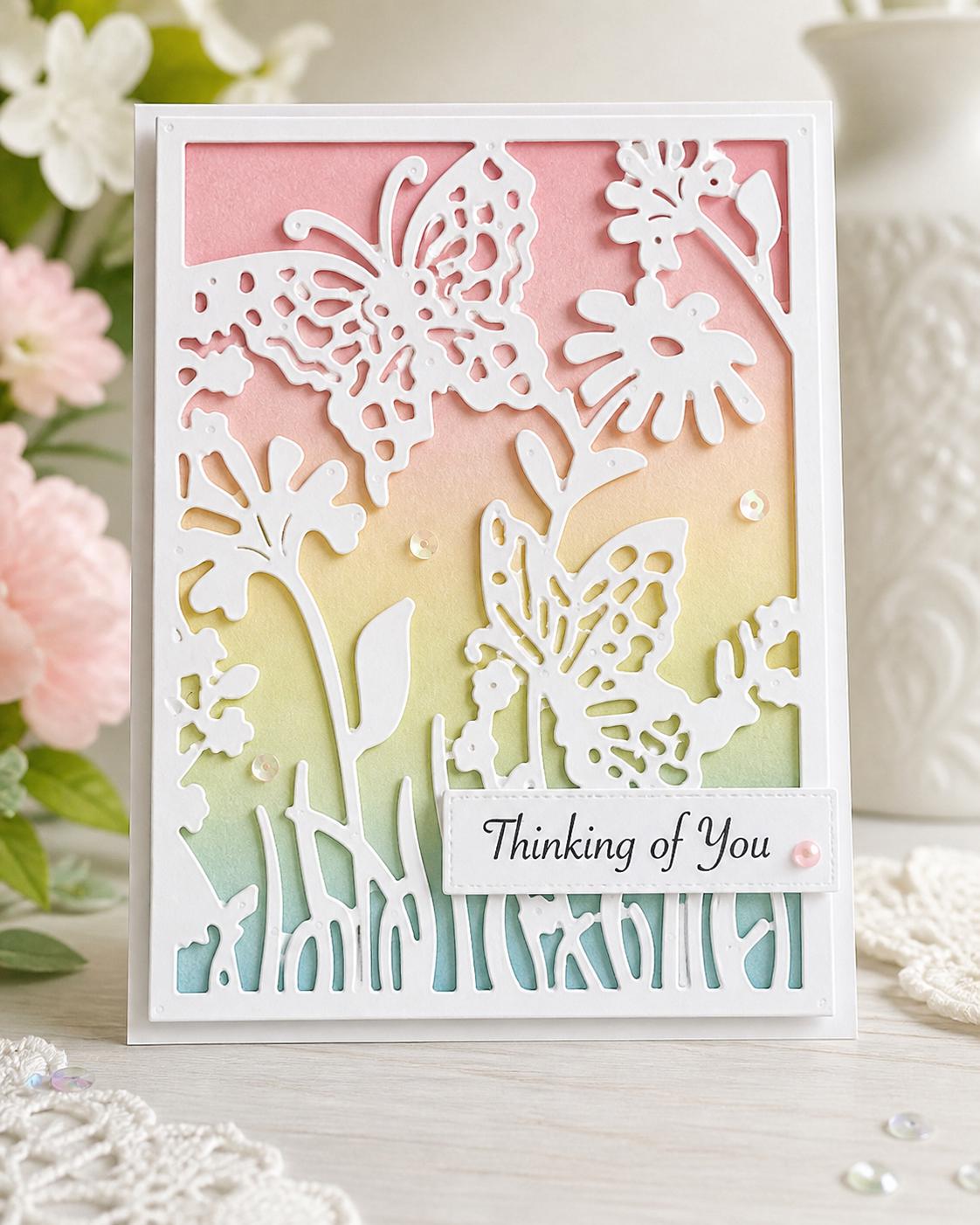 Butterfly Background Metal Cutting Die for Card Making and Scrapbooking Crafts
