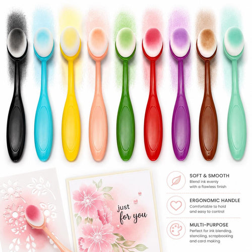 9 Ink Blending Brushes with Soft Nylon Heads for Paper Crafts