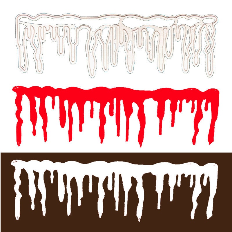 Icicle Blood Drip Metal Cutting Die, Halloween Winter Stencil