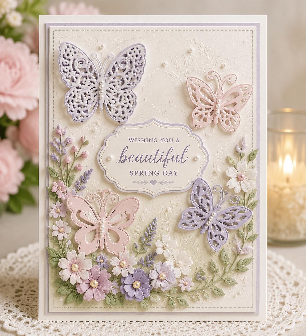 4 Butterfly Metal Cutting Dies, Butterfly Stencil Set for Cards