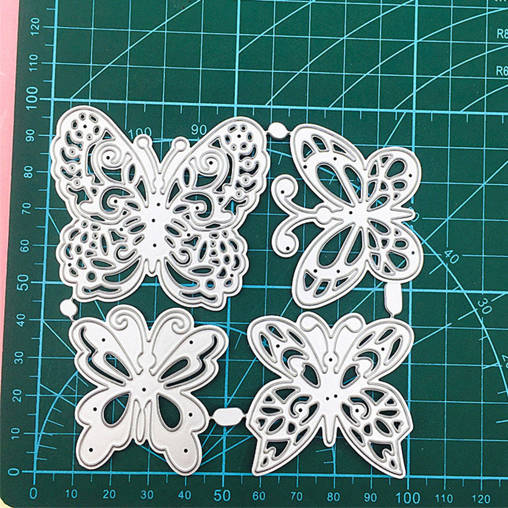 4 Butterfly Metal Cutting Dies, Butterfly Stencil Set for Cards