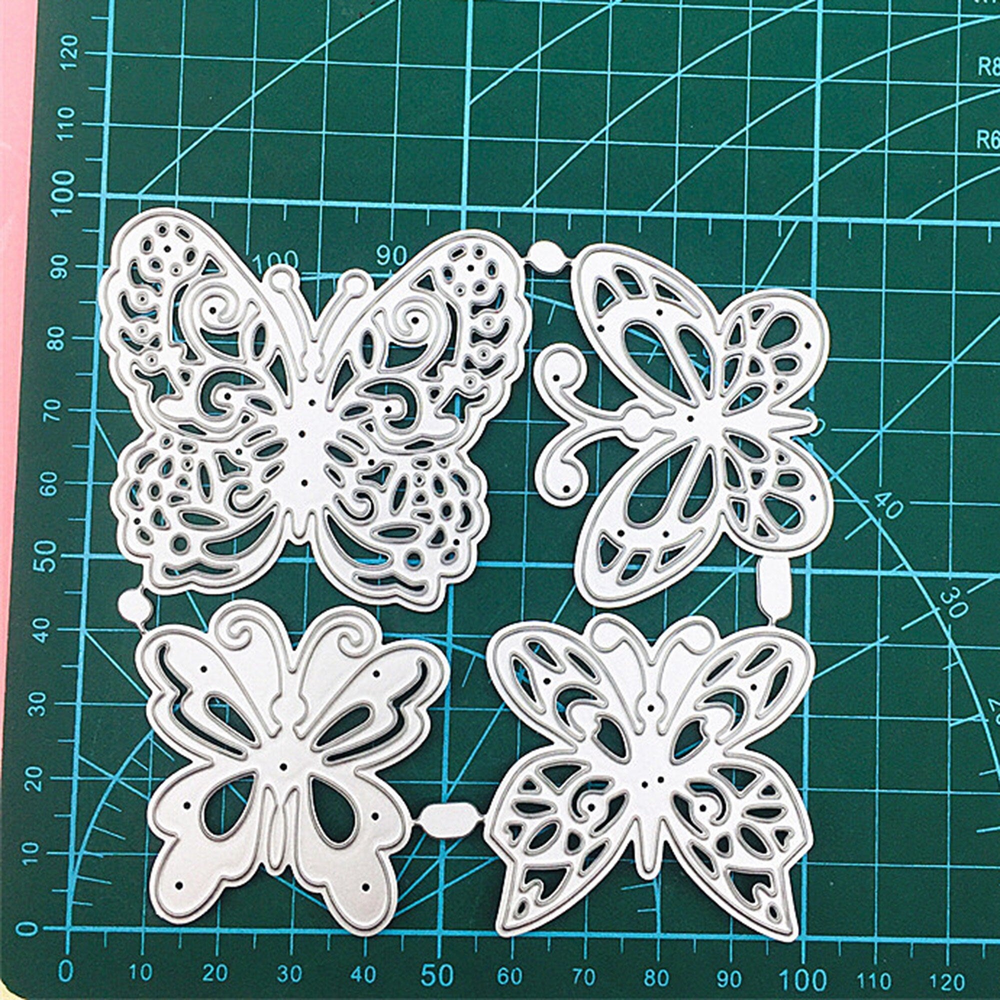 4 Butterfly Metal Cutting Dies, Butterfly Stencil Set for Cards