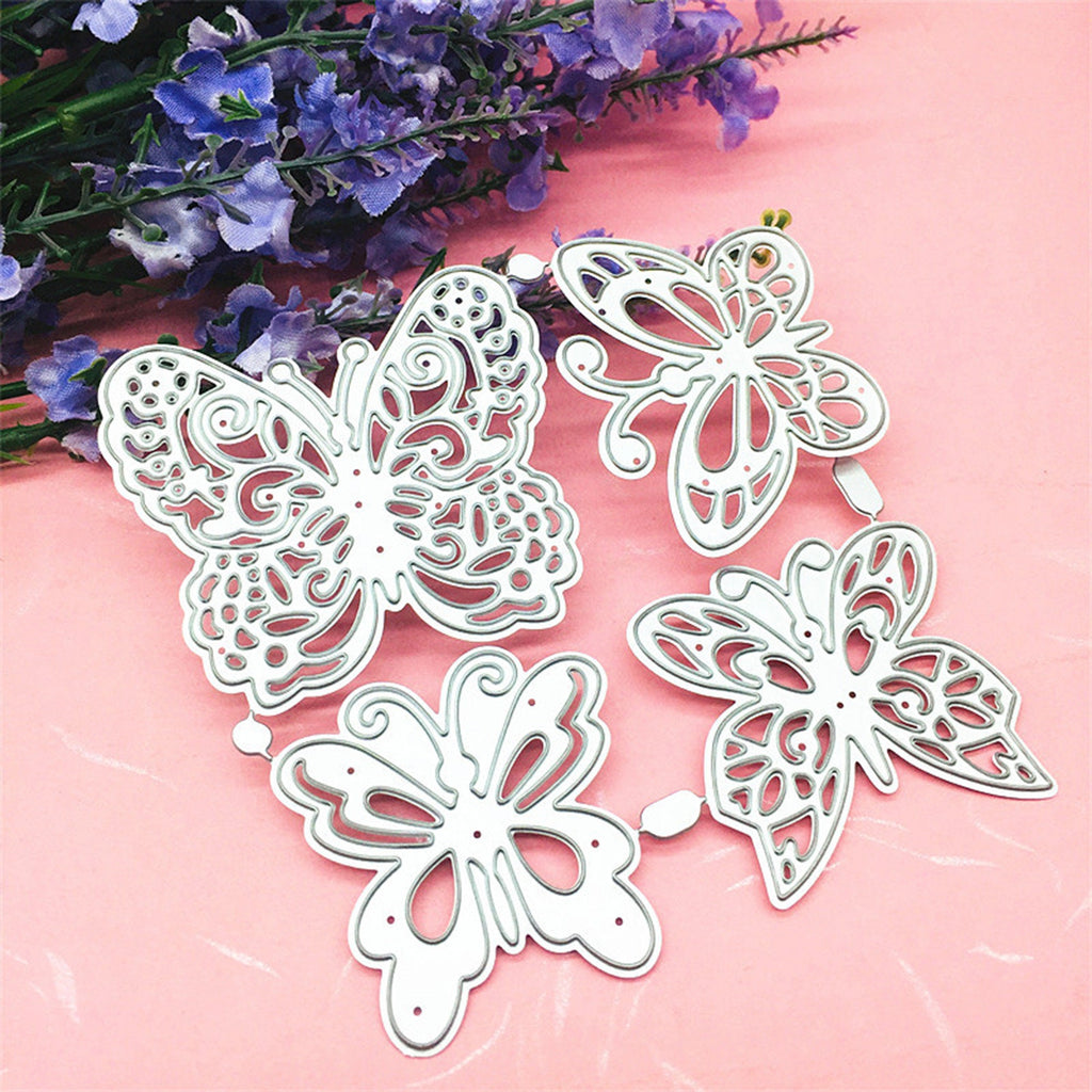 4 Butterfly Metal Cutting Dies, Butterfly Stencil Set for Cards
