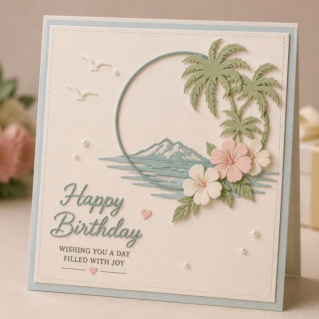 Palm Tree Landscape Metal Die Cut, DIY Scrapbooking