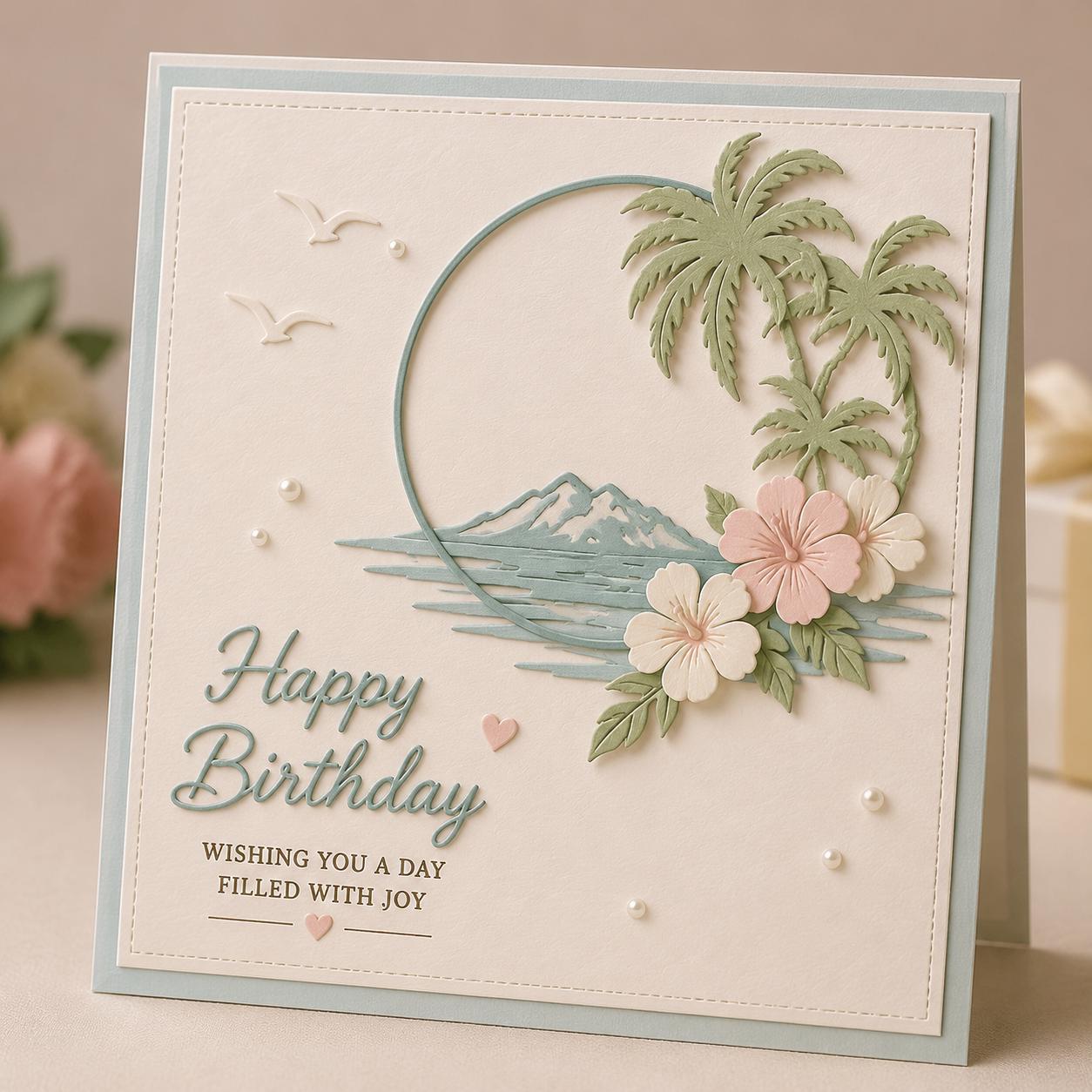 Palm Tree Landscape Metal Die Cut, DIY Scrapbooking