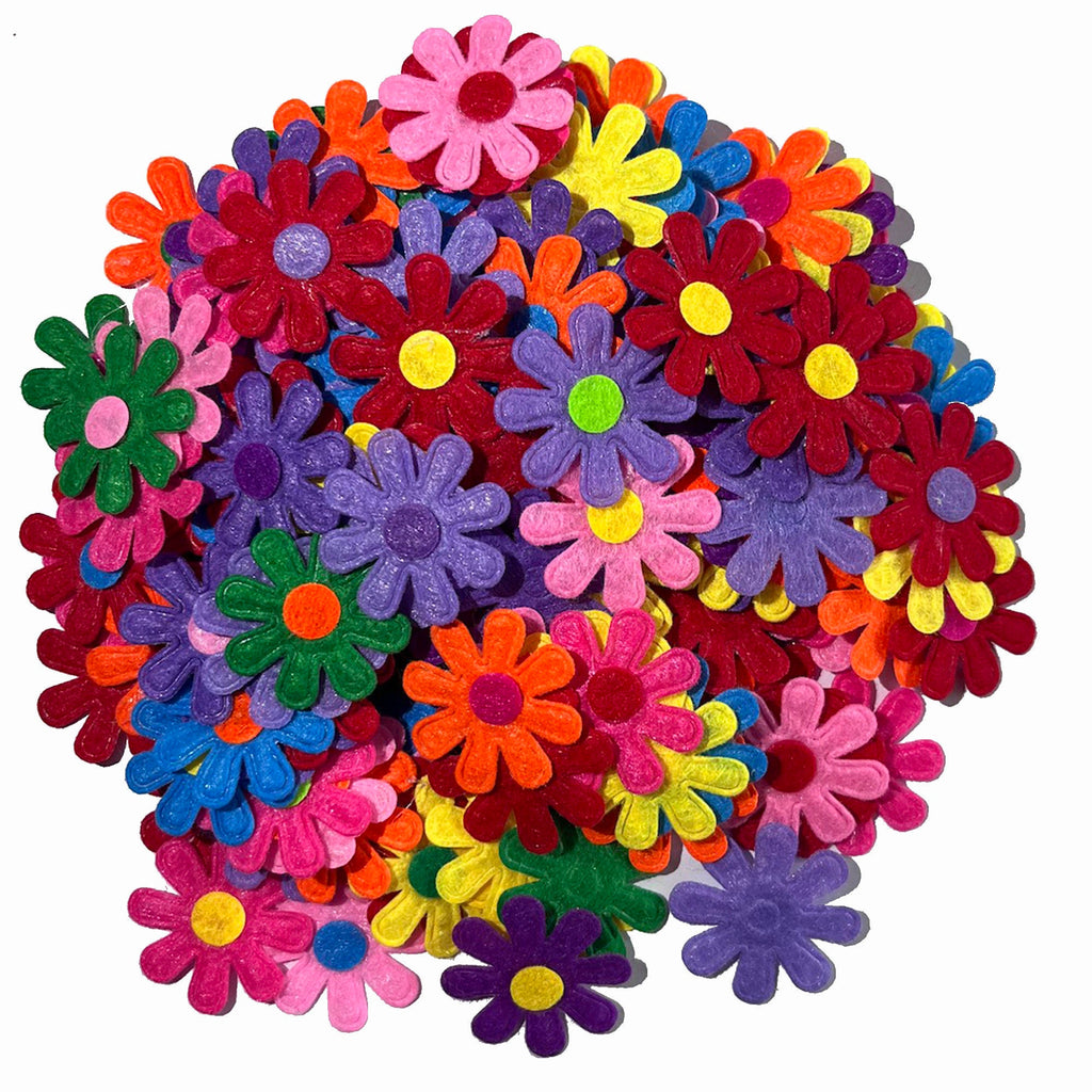 Mixed Color Felt Flowers, Fabric Appliques for Crafts, Hair Clips, Scrapbooking