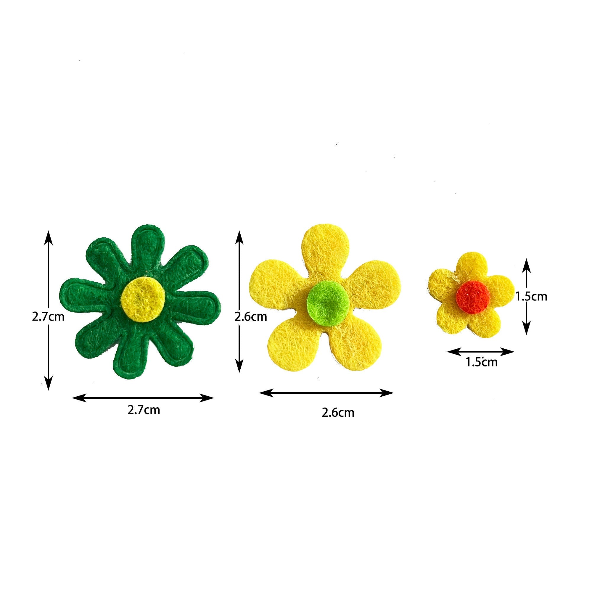 Mixed Color Felt Flowers, Fabric Appliques for Crafts, Hair Clips, Scrapbooking