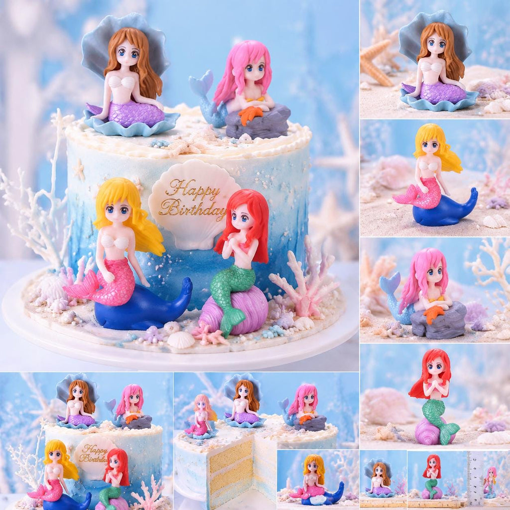 Miniature Mermaid Figurines Set, Fairy Garden Decorations, Craft Accents