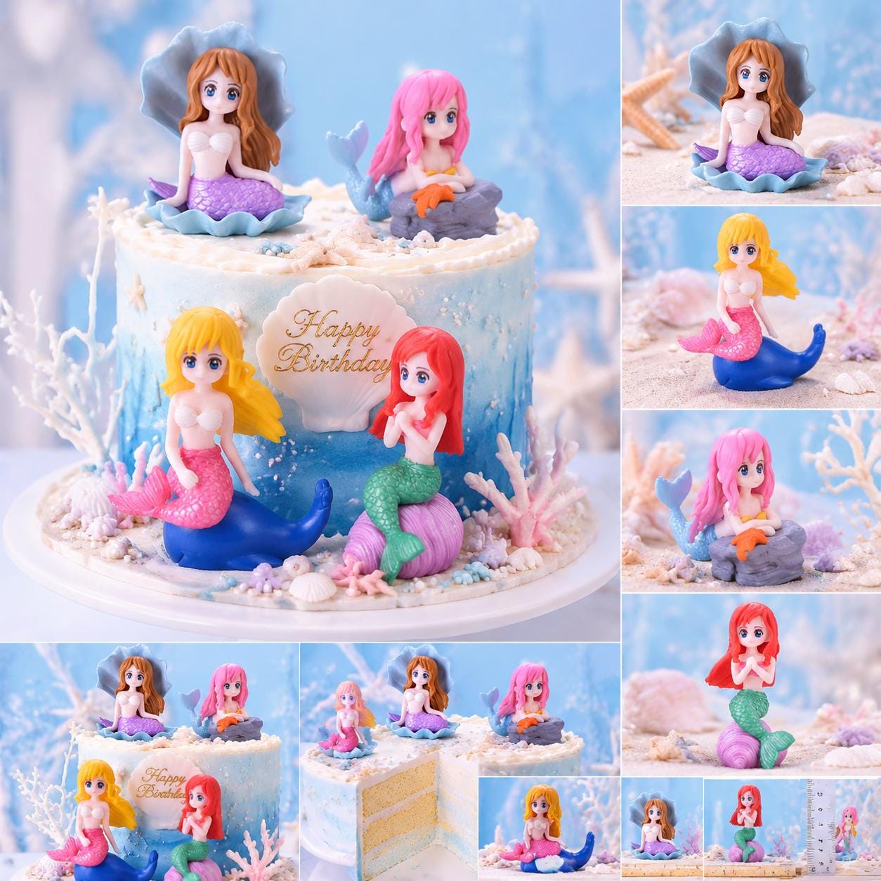 Miniature Mermaid Figurines Set, Fairy Garden Decorations, Craft Accents
