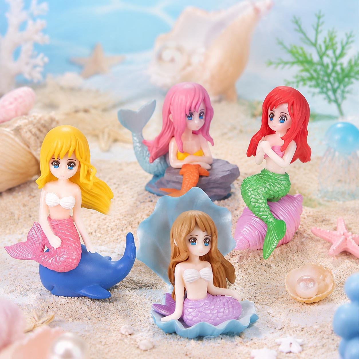 Miniature Mermaid Figurines Set, Fairy Garden Decorations, Craft Accents